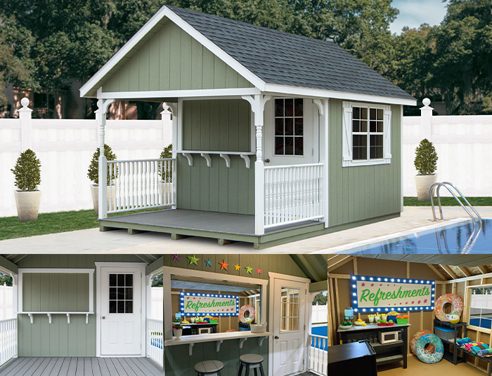 Custom Order a Poolside Snack Shed from Pine Creek Structures of Elizabethtown