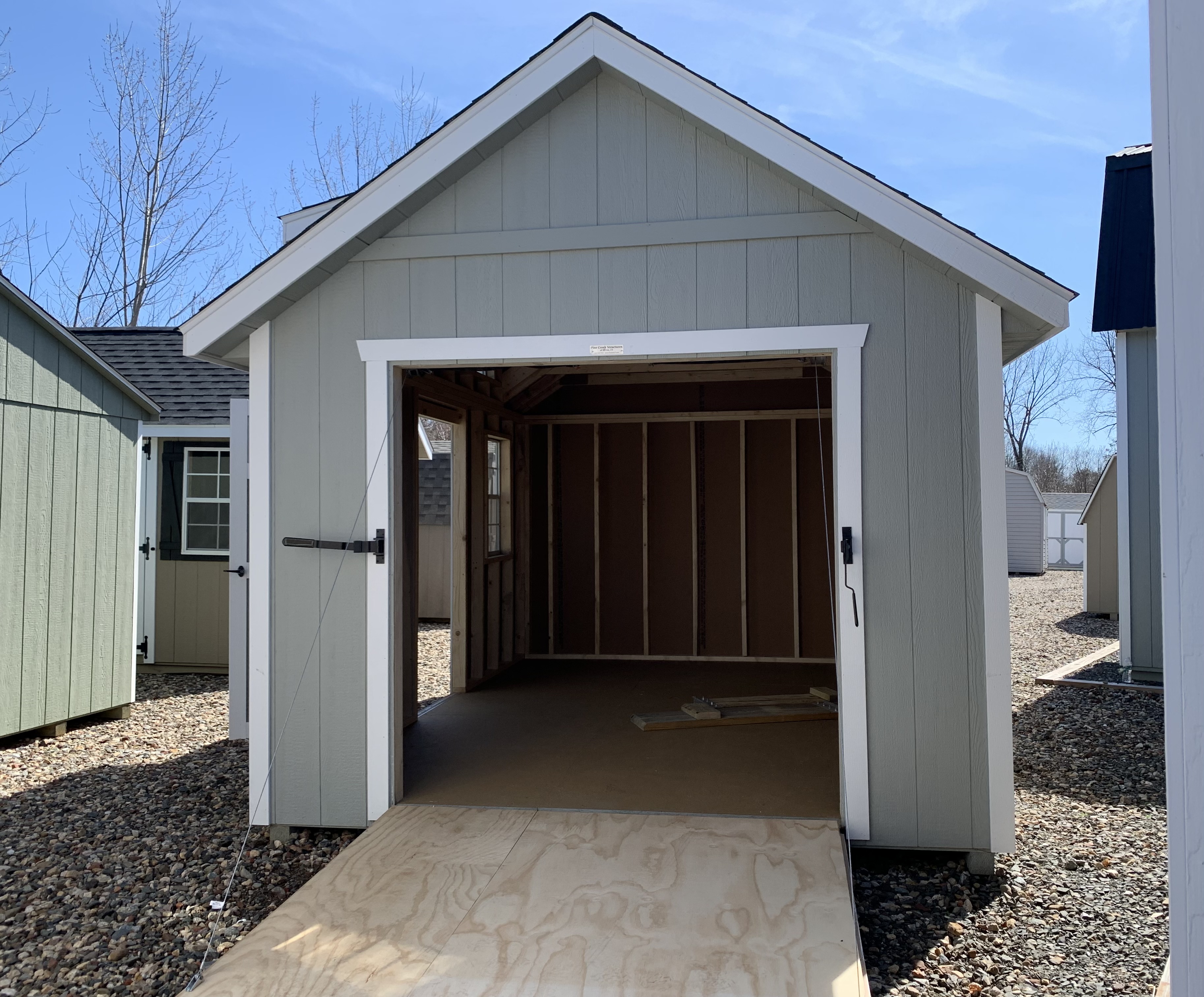 Rampage Door on a 10x14 shed by Pine Creek Structures of Berlin CT