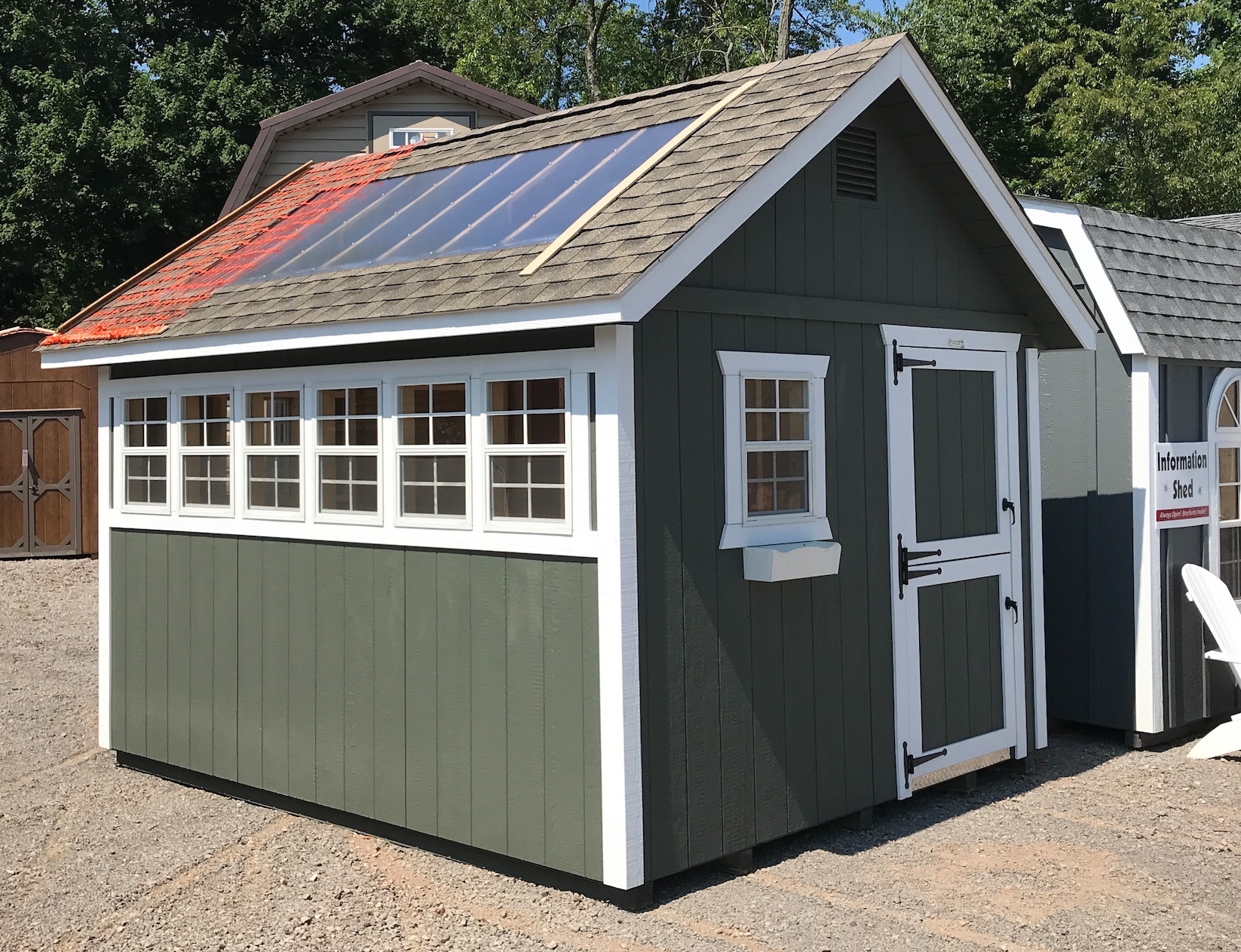 10x12 Garden House with Clear Roof and Potting Bench